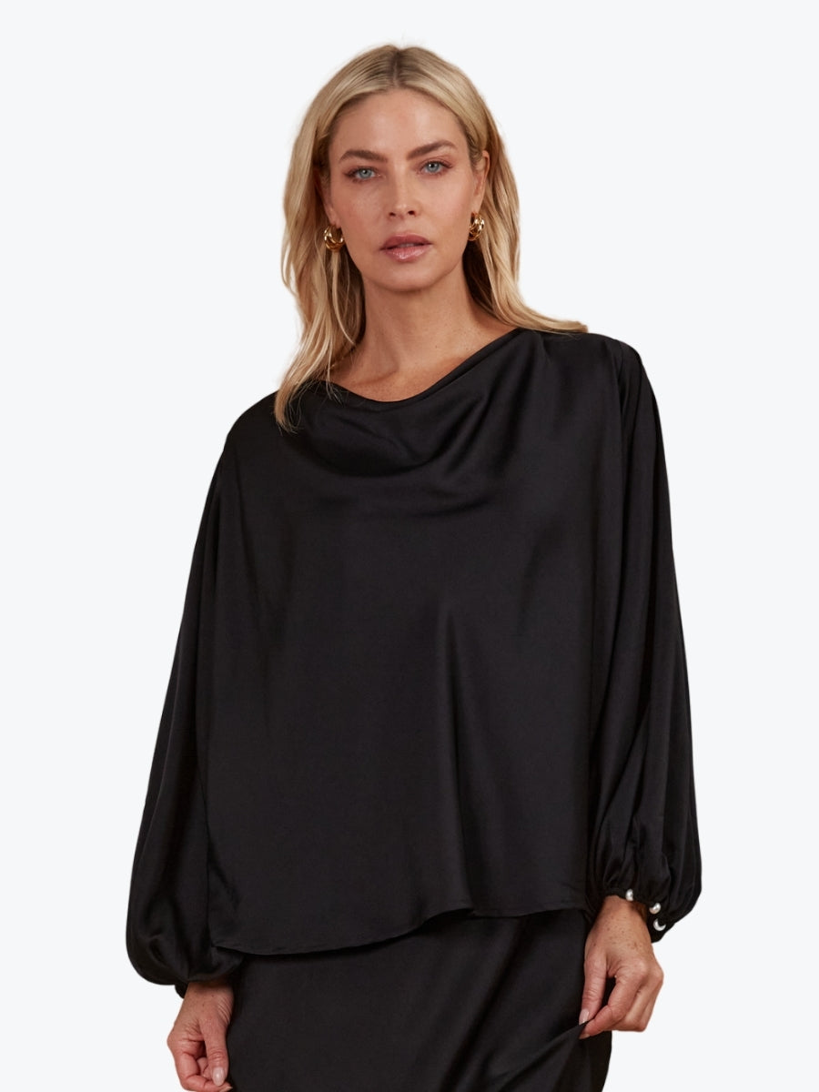 Isle of Mine Maia Cowl Top in Onyx