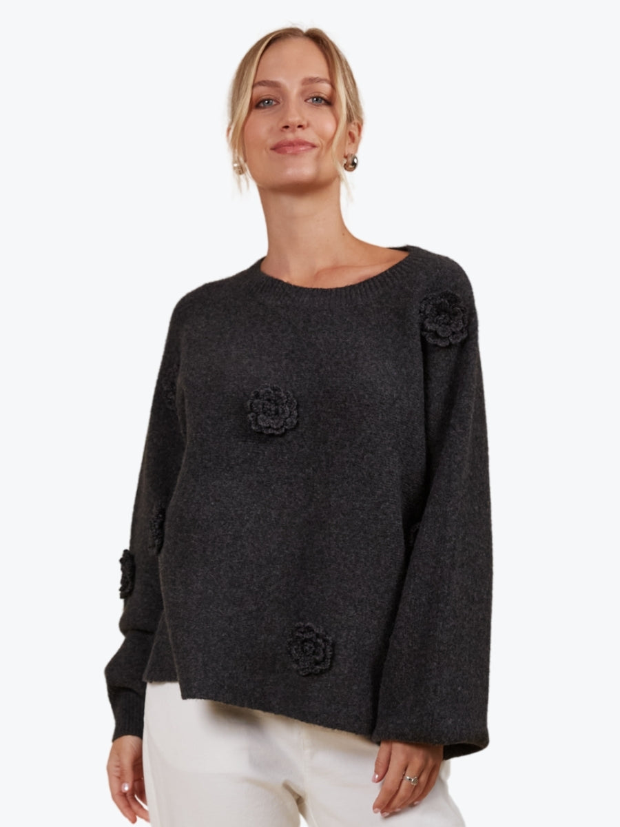 Isle of Mine Miru Flower Jumper in Ash