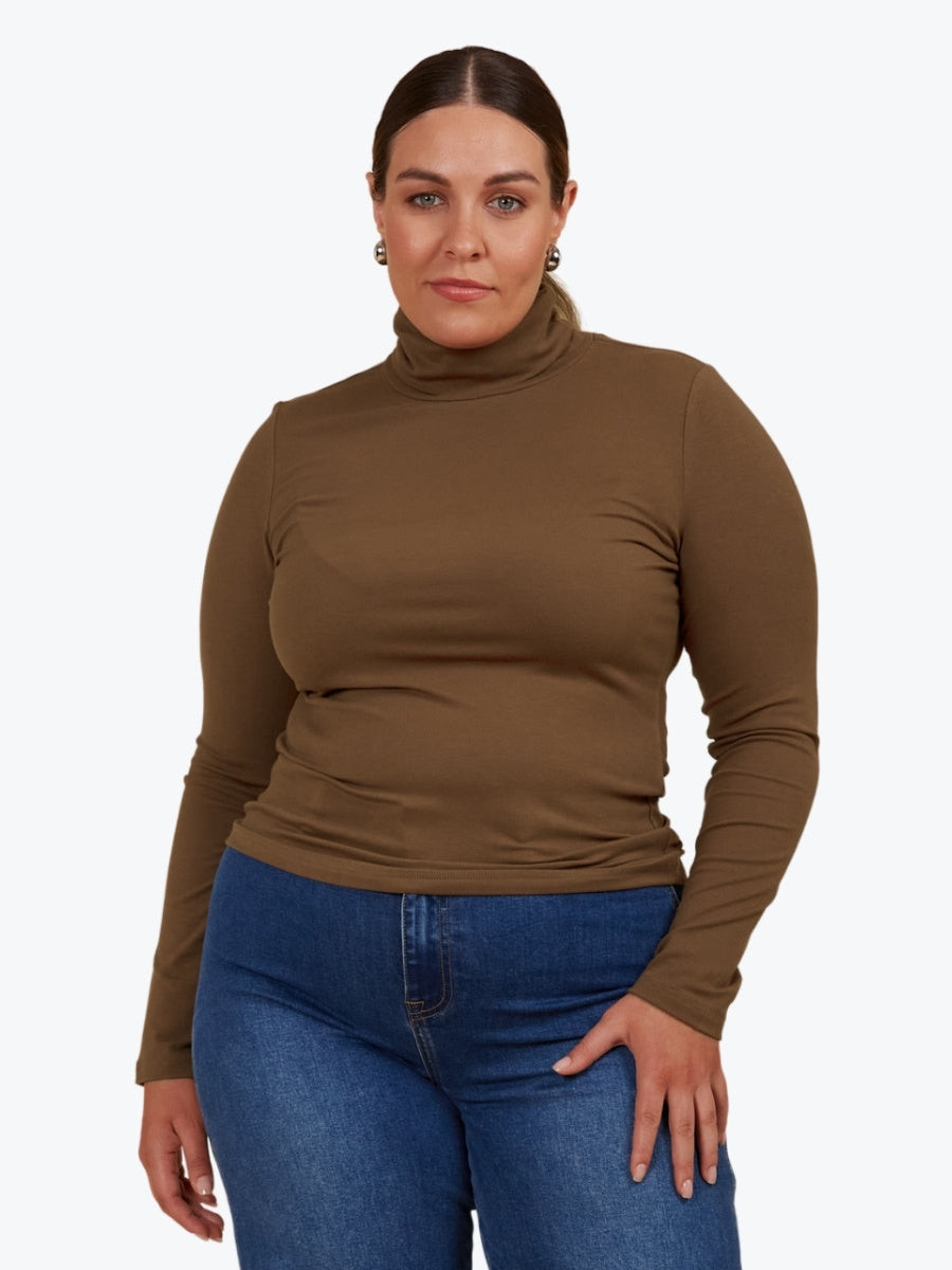 Isle of Mine Roll Neck Top in Toffee