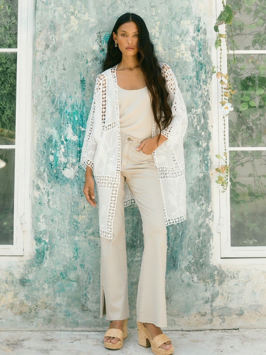 Isle of Mine Oline Lace Kimono in Lotus