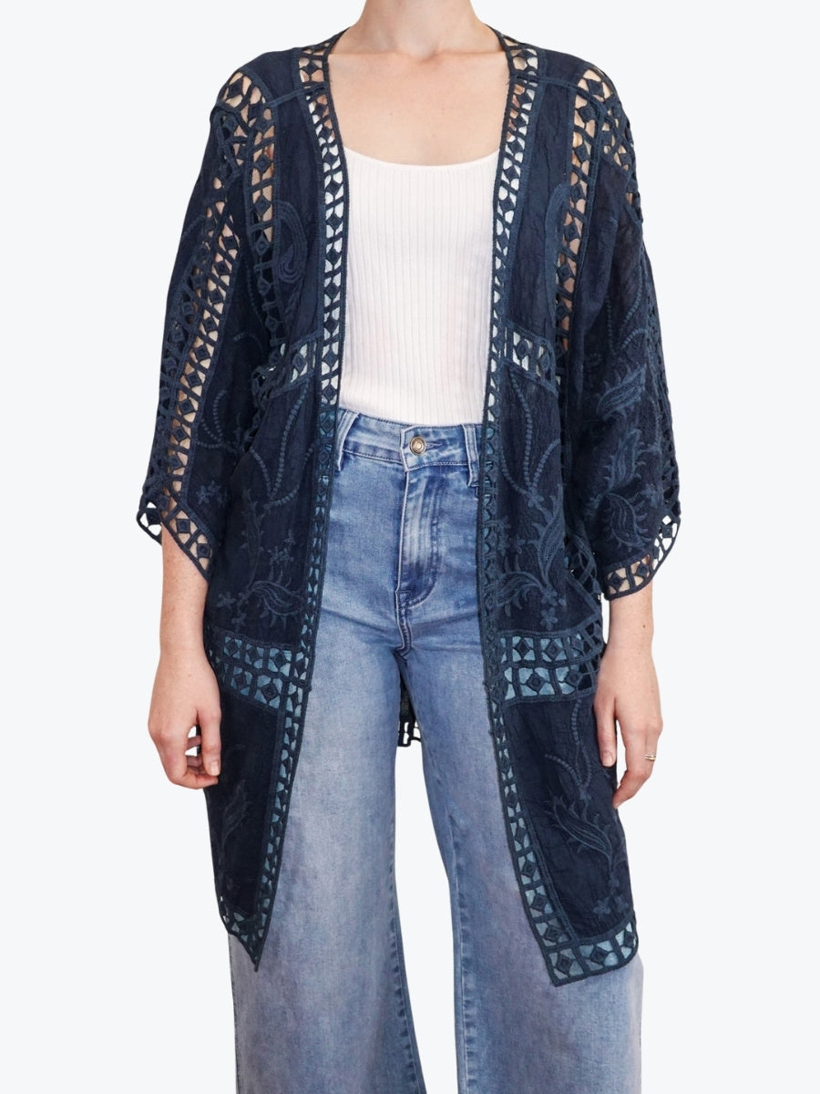 Isle of Mine Oline Lace Kimono in Navy