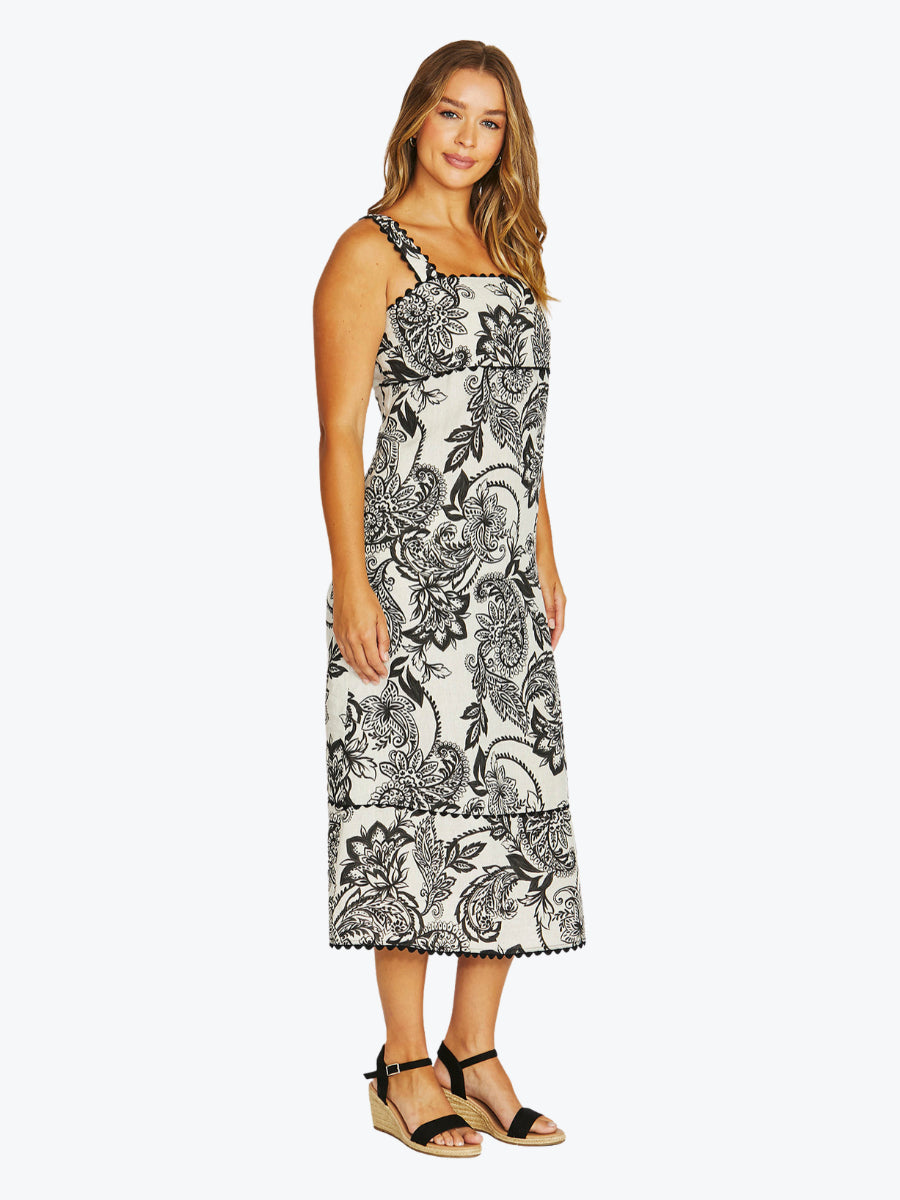 Jump Bohemia Ric Rac Dress | Black/Flax