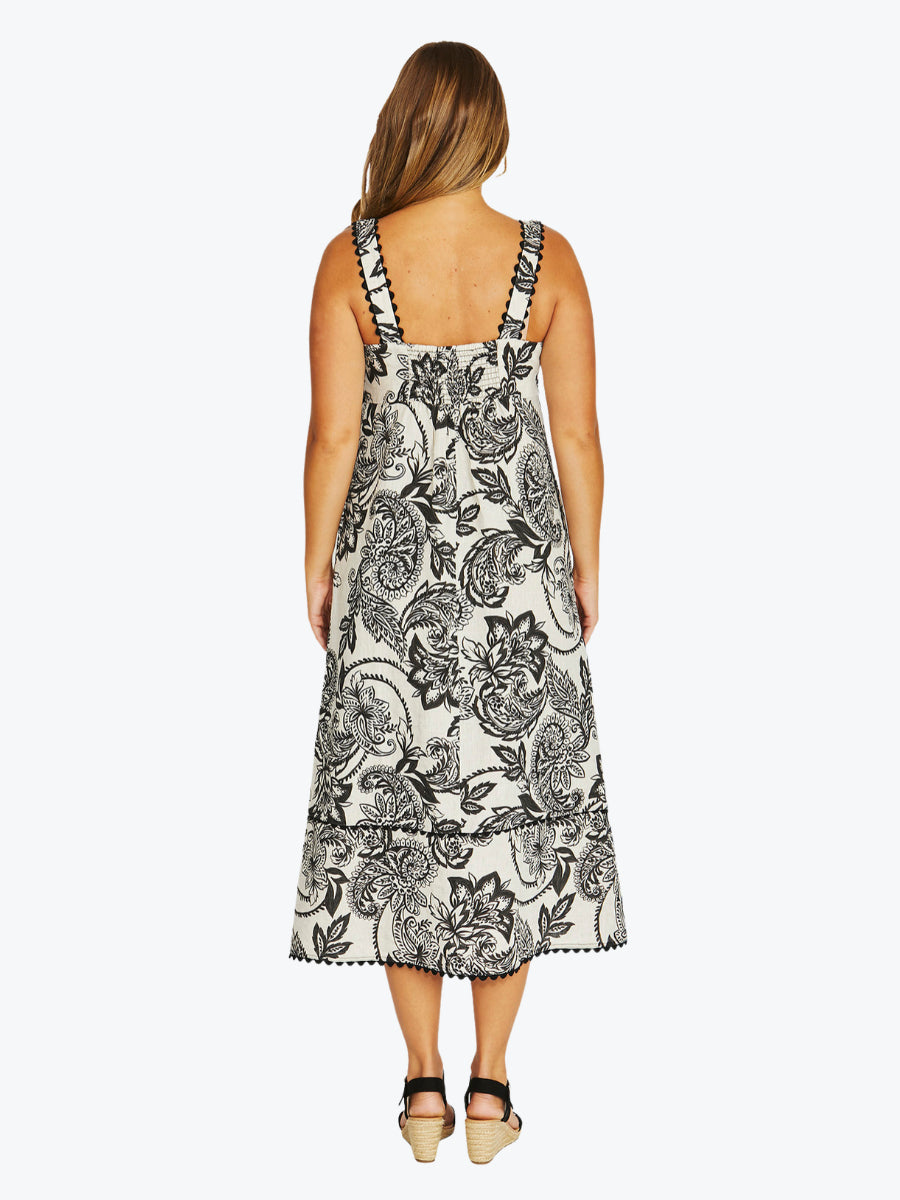 Jump Bohemia Ric Rac Dress | Black/Flax