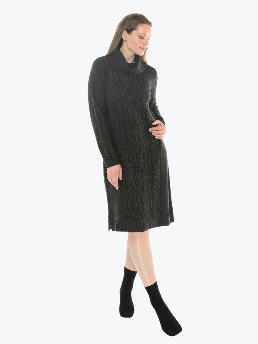 Jump Cable Detail Dress in Charcoal