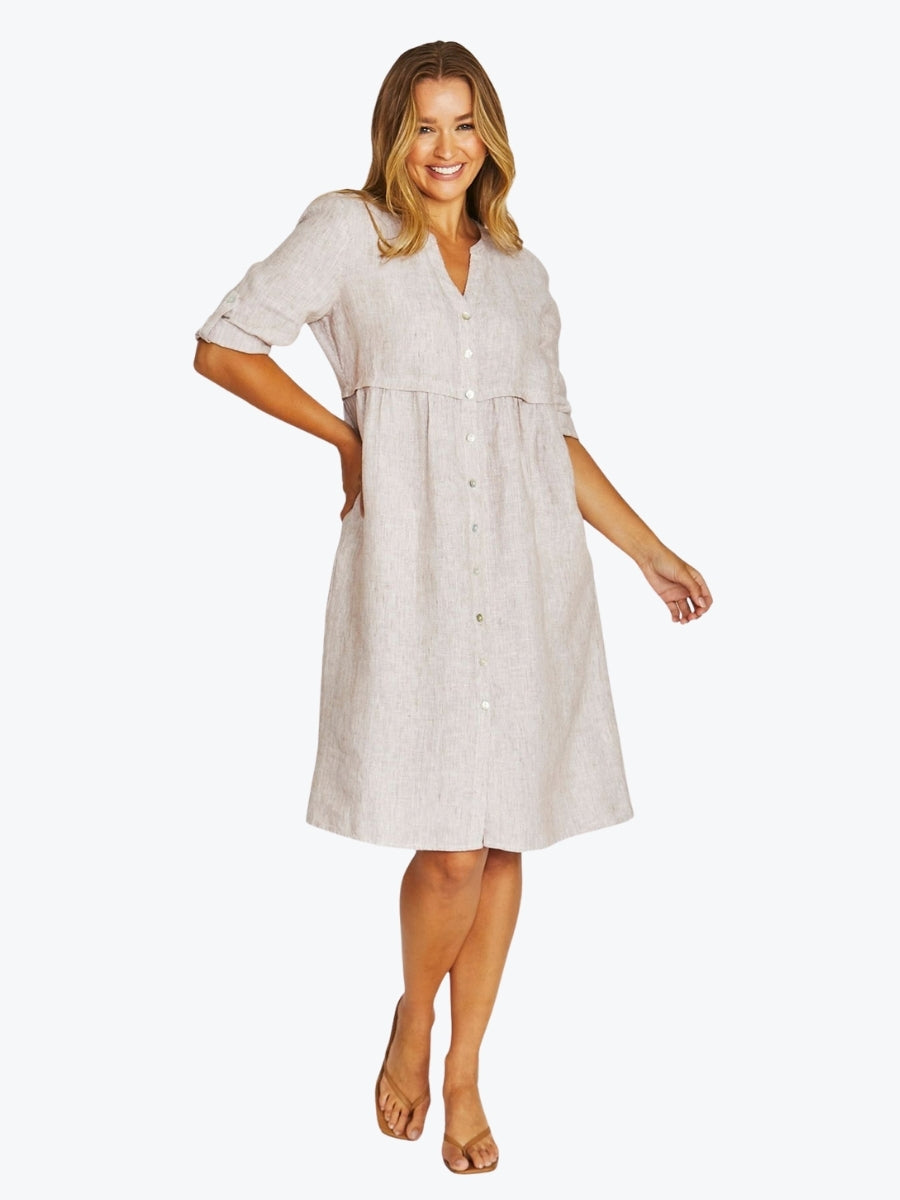 Jump Core Stripe Dress | Chestnut/White