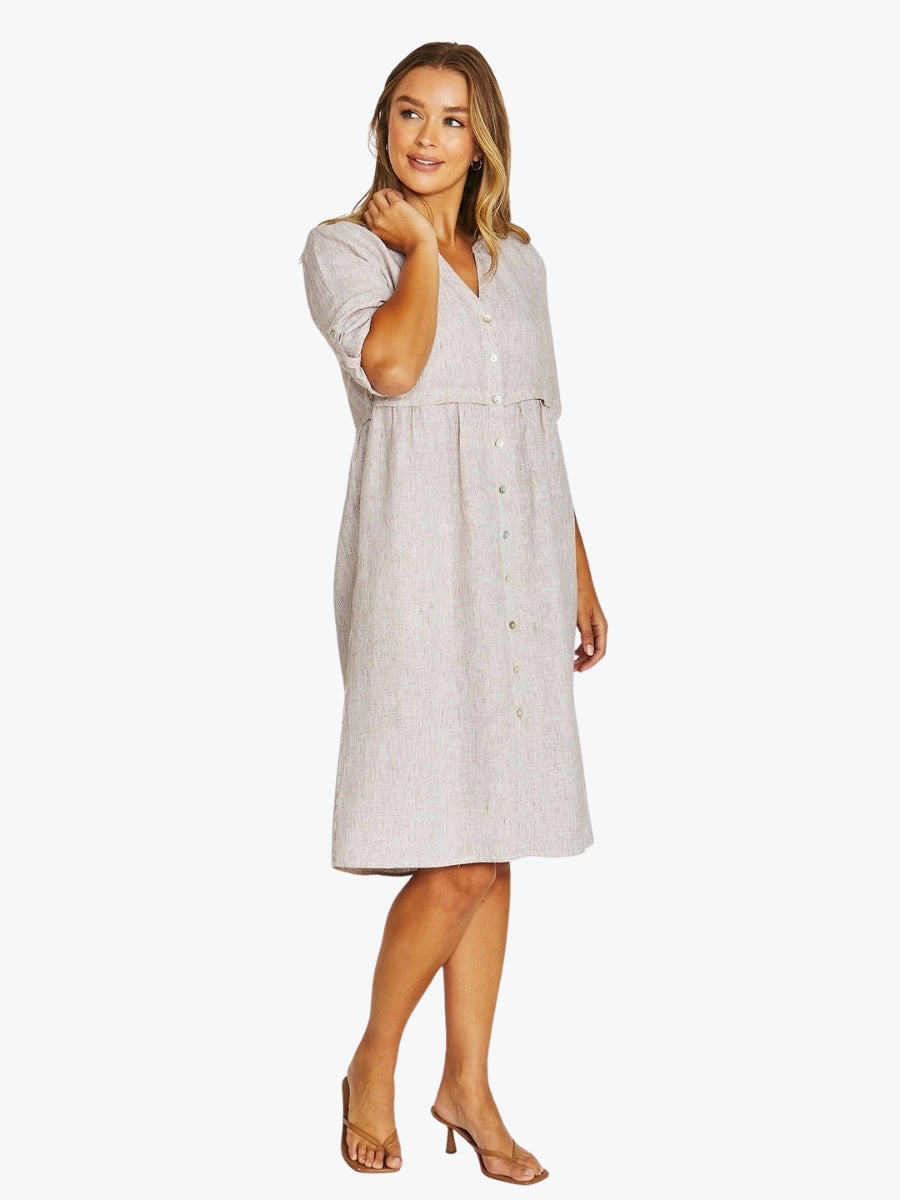 Jump Core Stripe Dress | Chestnut/White