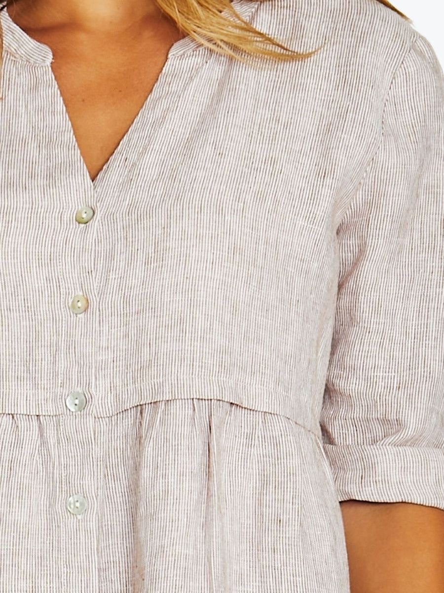 Jump Core Stripe Dress | Chestnut/White