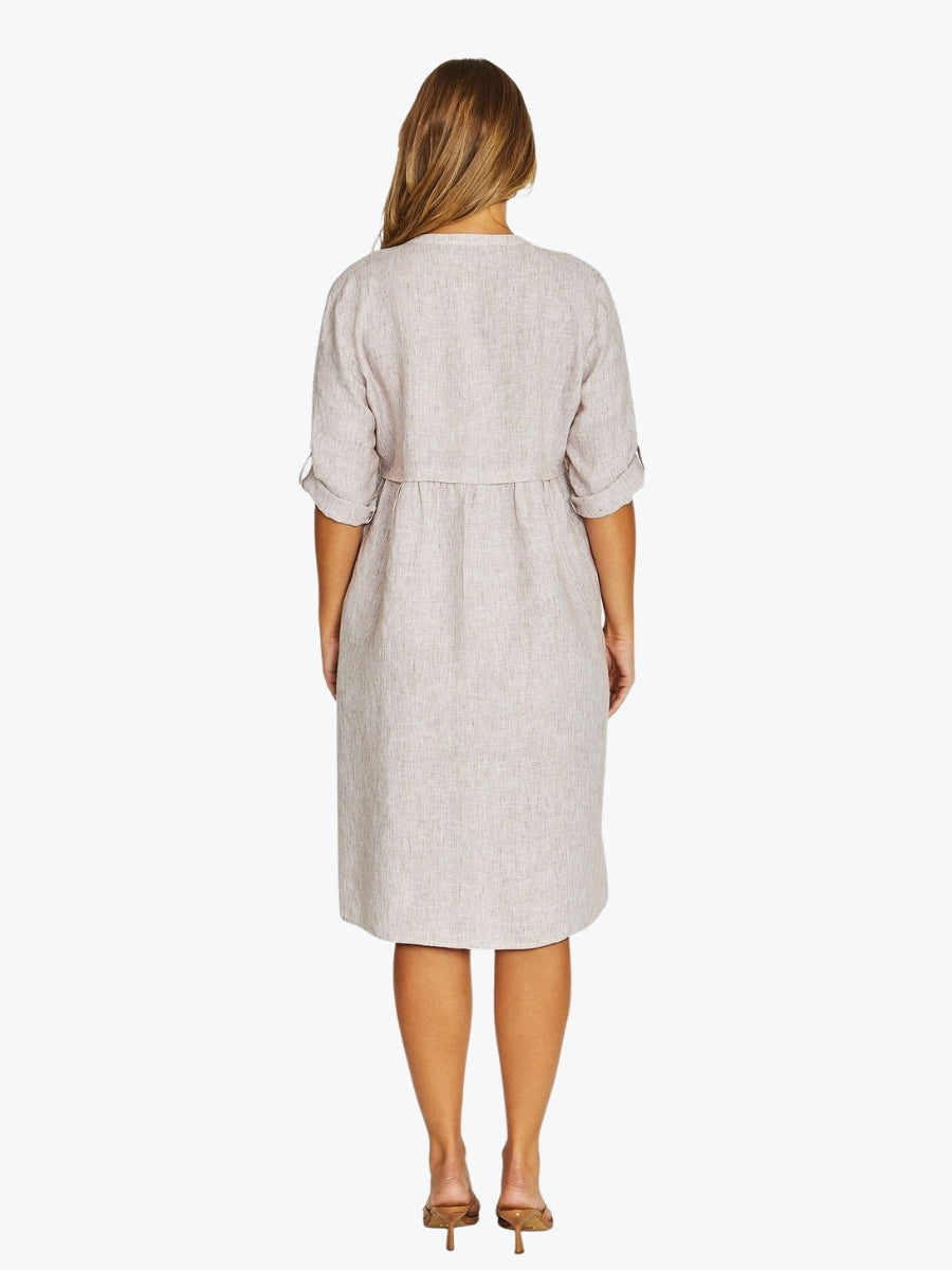 Jump Core Stripe Dress | Chestnut/White