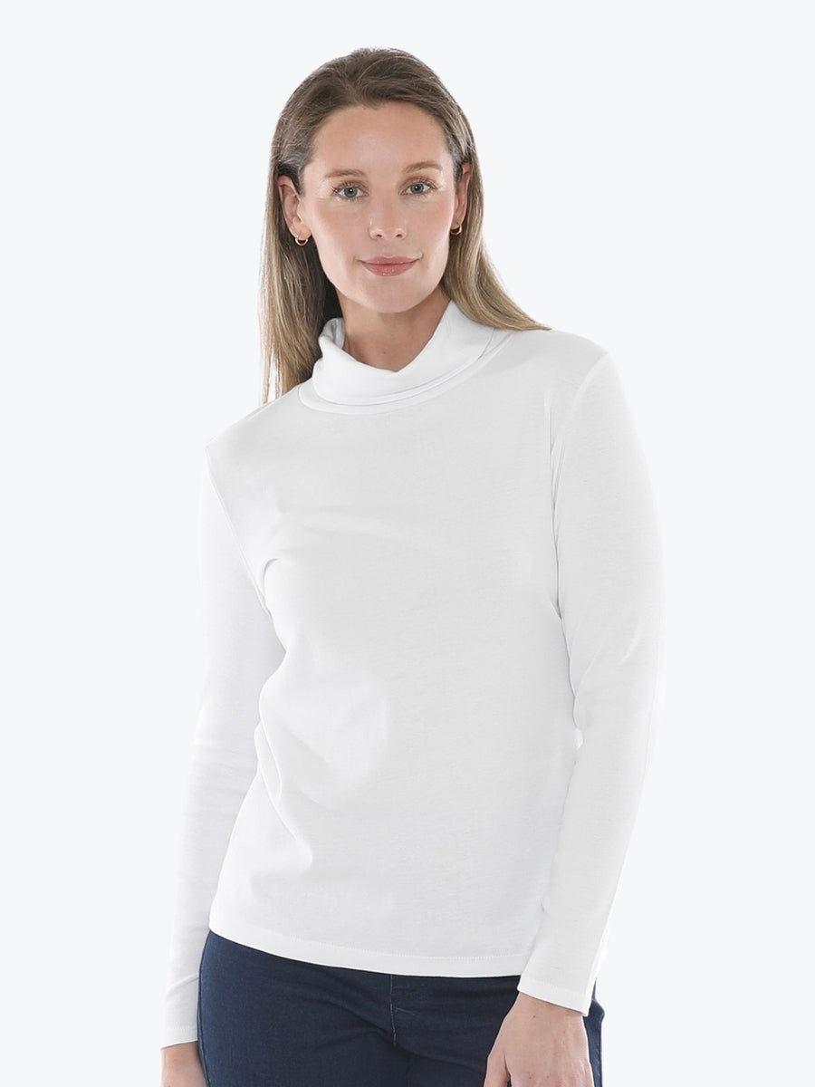 Jump Cotton Roll Neck Skivvy in White