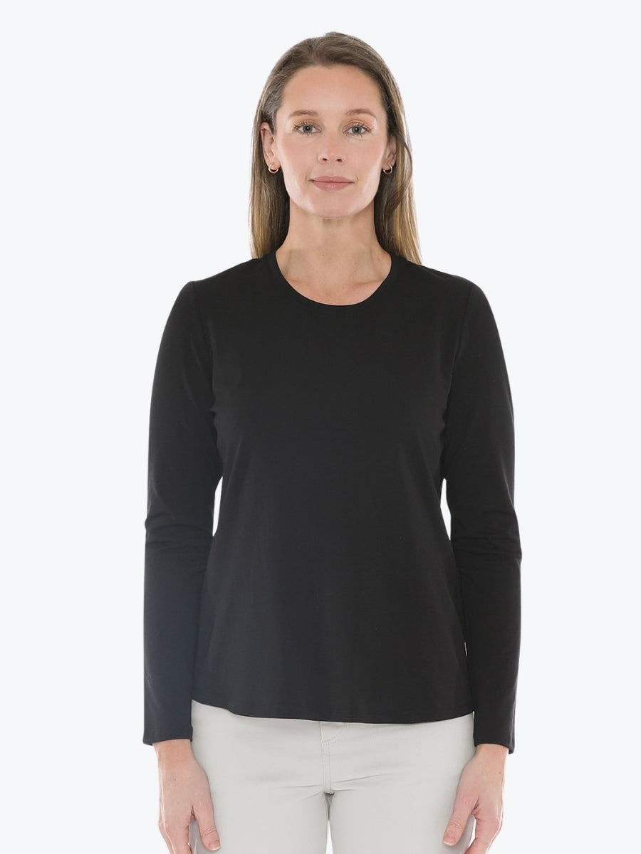 Jump Crew Neck Long Sleeve Tee in Black