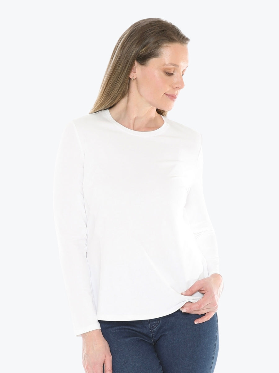 Jump Crew Neck Long Sleeve Tee in White