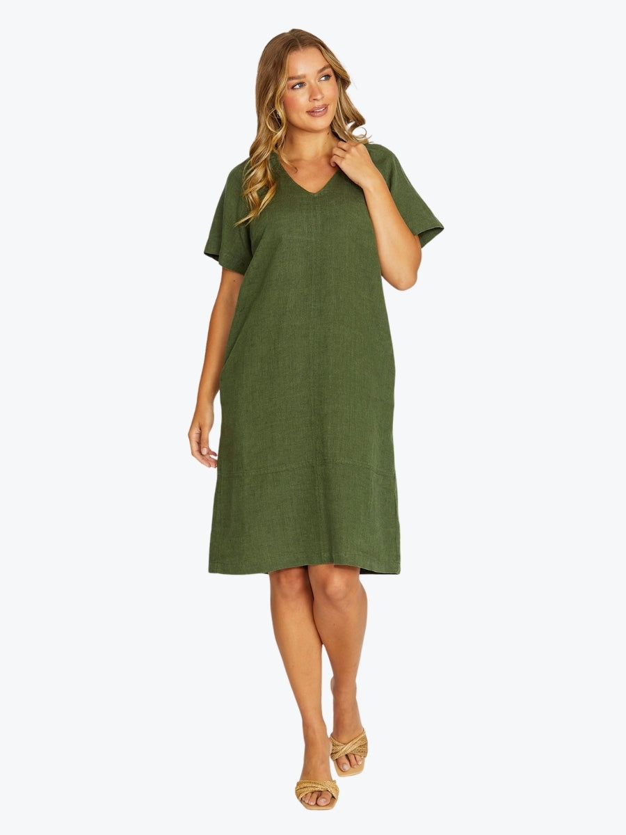 Jump Flutter Sleeve Dress | Evergreen