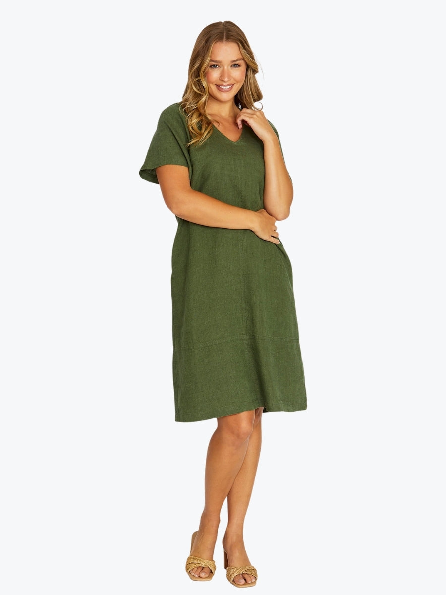 Jump Flutter Sleeve Dress | Evergreen