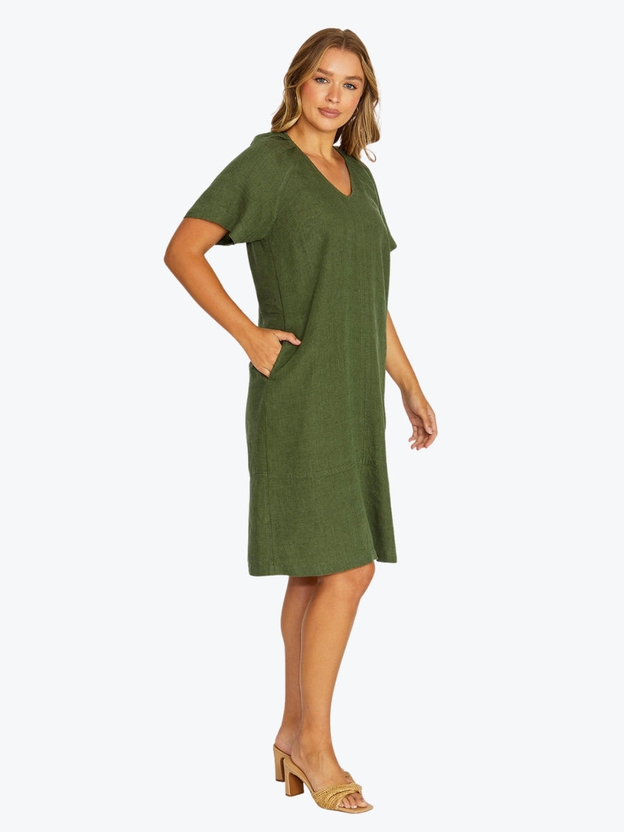 Jump Flutter Sleeve Dress | Evergreen