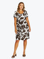 Jump Lush Mono Gather Dress | Choc/White