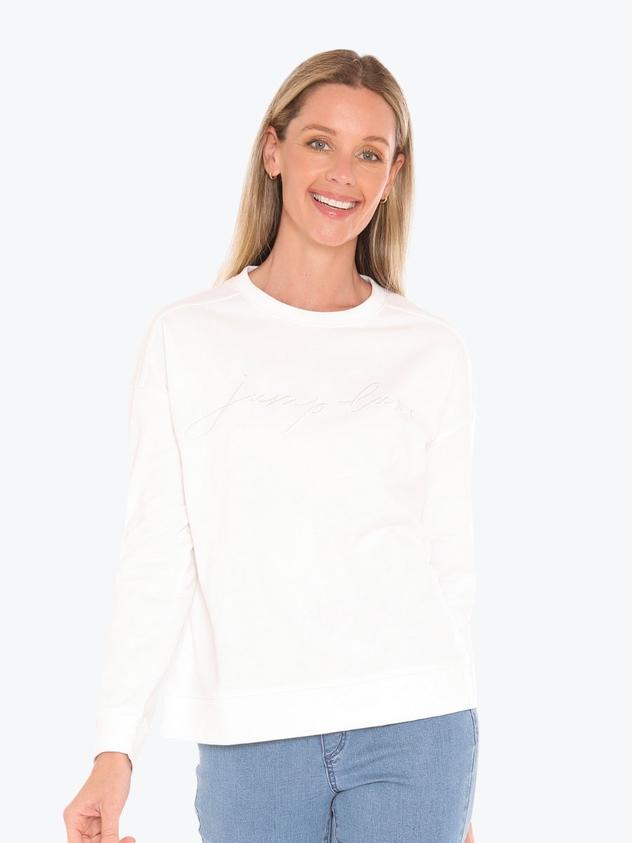 Jump Luxe Sweat Top in Off White