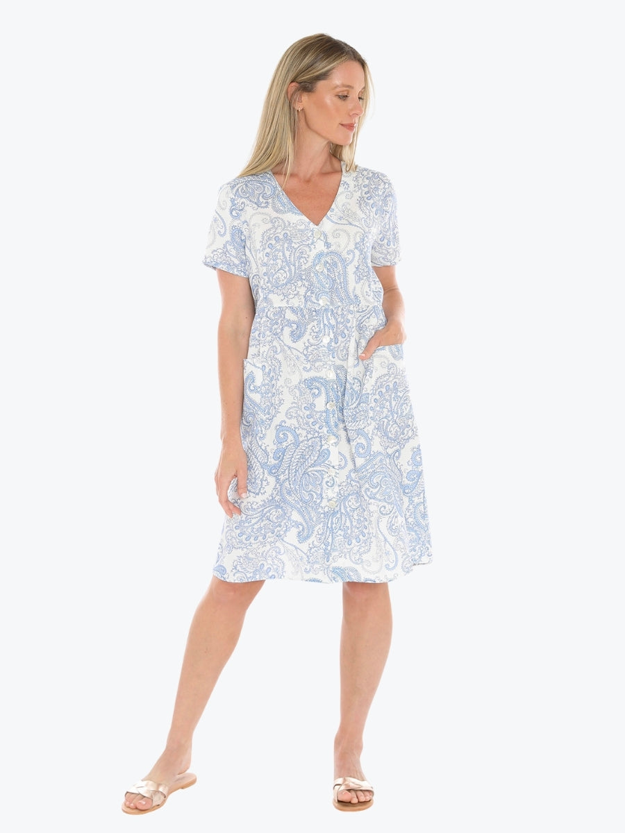 Jump Mykonos Button Dress in Blue