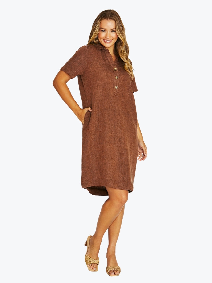 Jump Open Collar Dress | Cinnamon