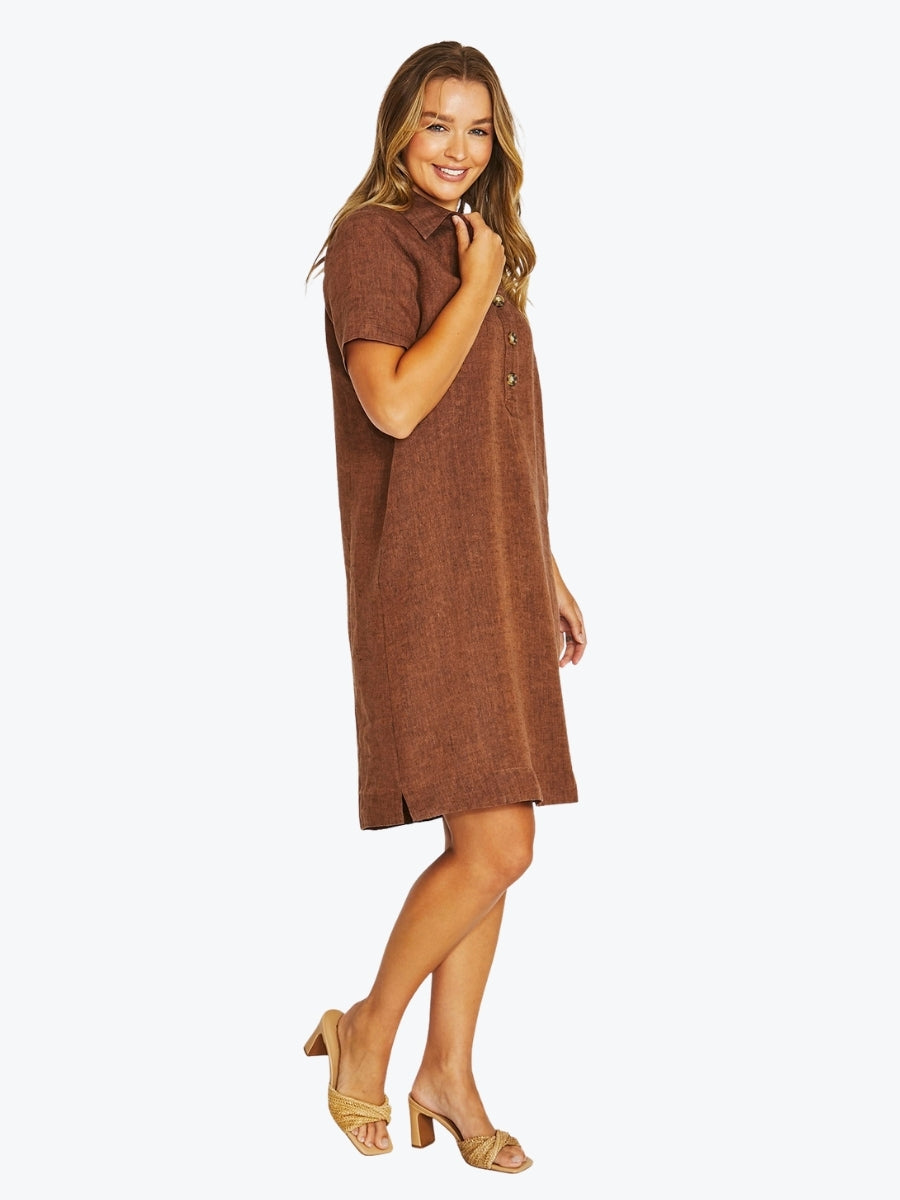 Jump Open Collar Dress | Cinnamon