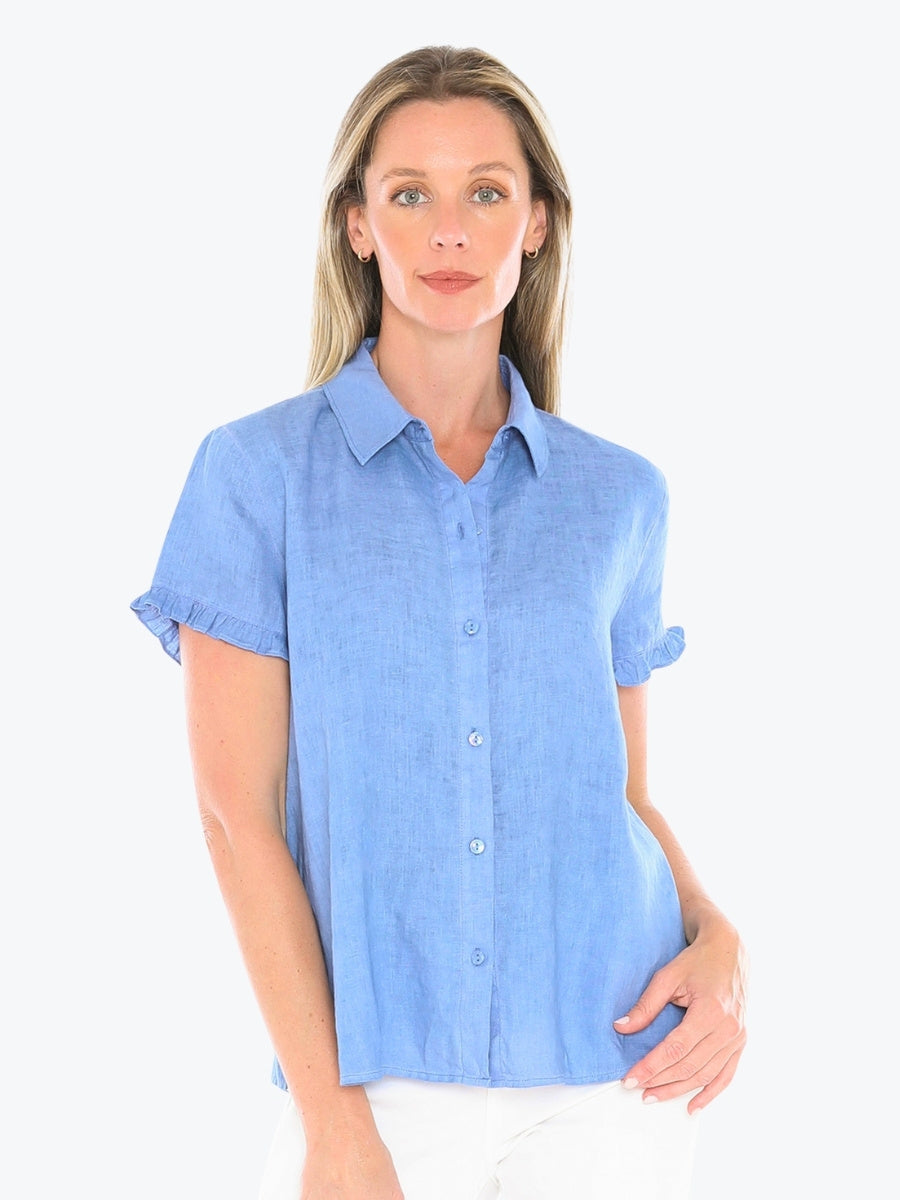 Jump Pigment Dyed Ruffle Shirt in Coastal
