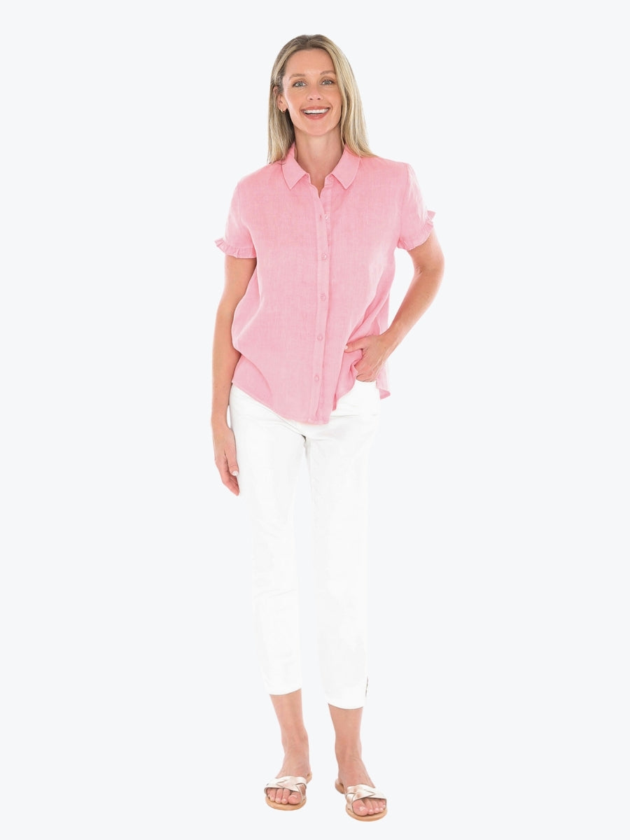 Jump Pigment Dyed Ruffle Shirt