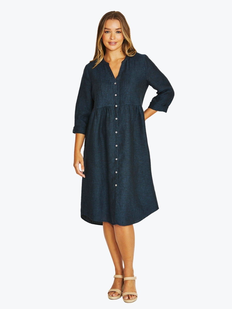 Jump Pintuck Dress | Ink C/D