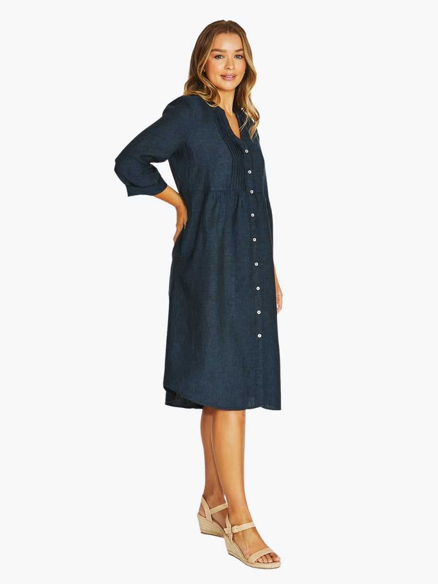 Jump Pintuck Dress | Ink C/D