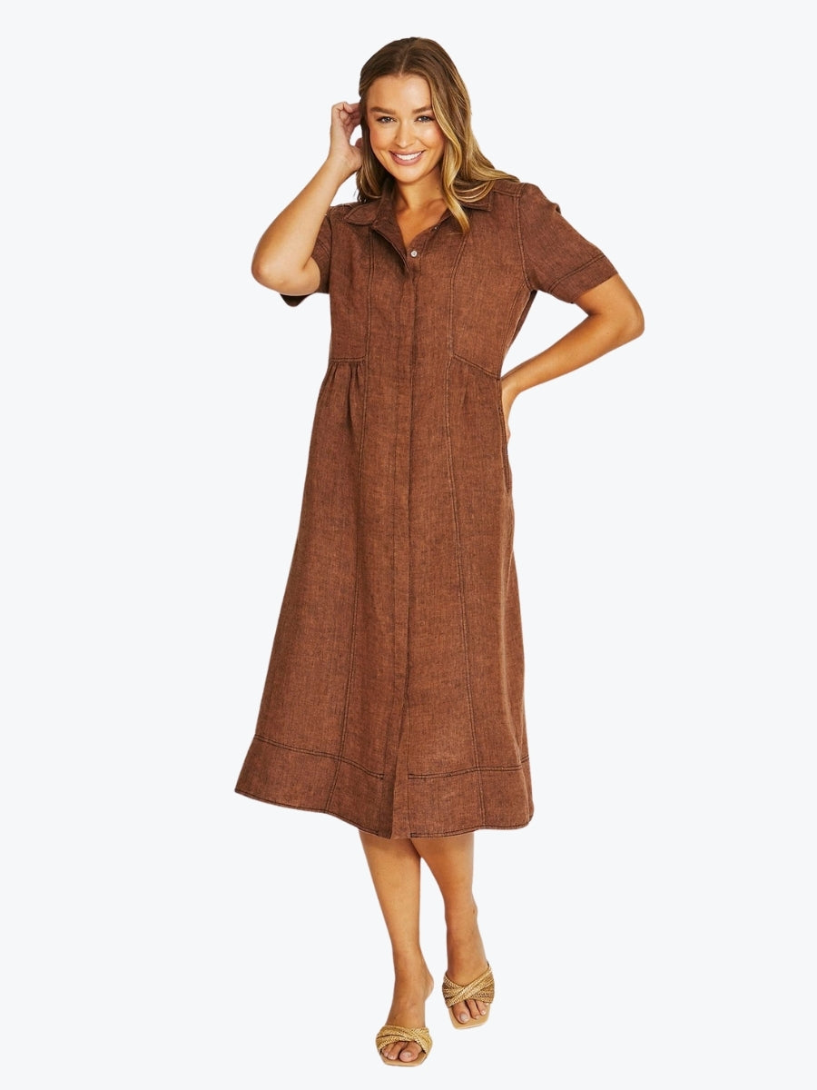 Jump Seam Detail Shirt Dress | Cinnamon
