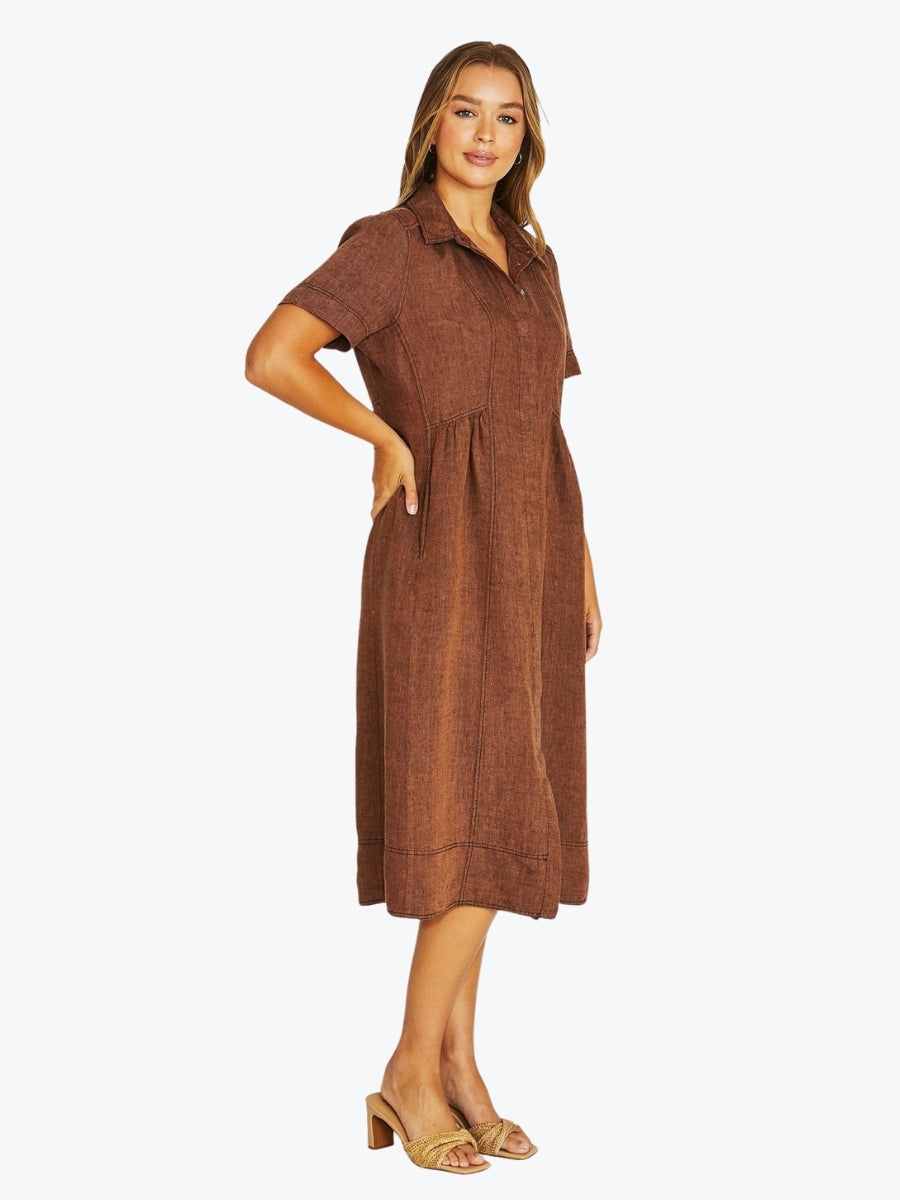 Jump Seam Detail Shirt Dress | Cinnamon