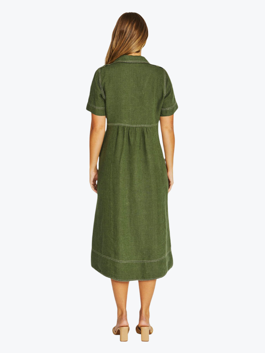 Jump Seam Detail Shirt Dress | Evergreen