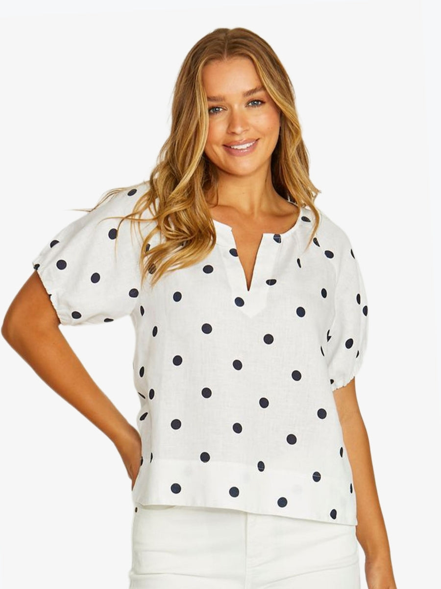 Jump Spot Print Top | White/Ink