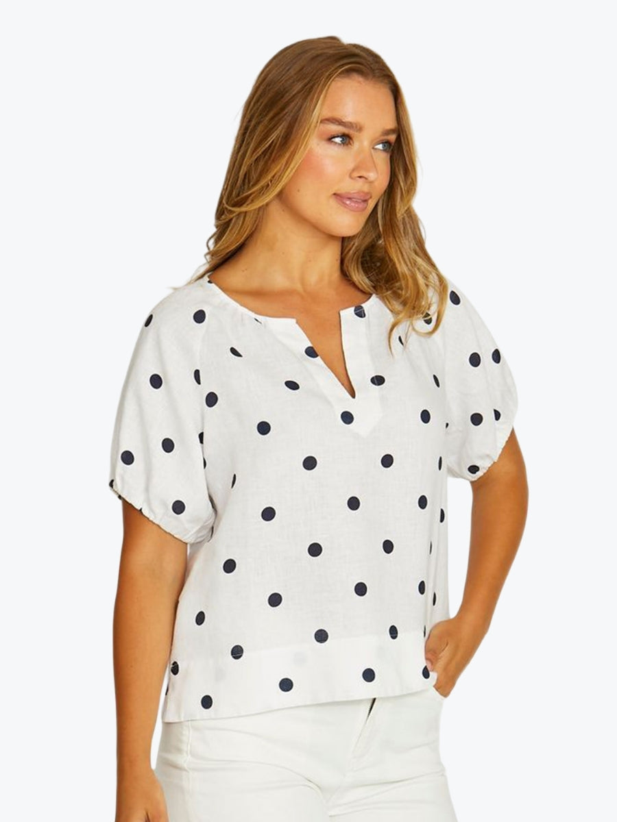 Jump Spot Print Top | White/Ink