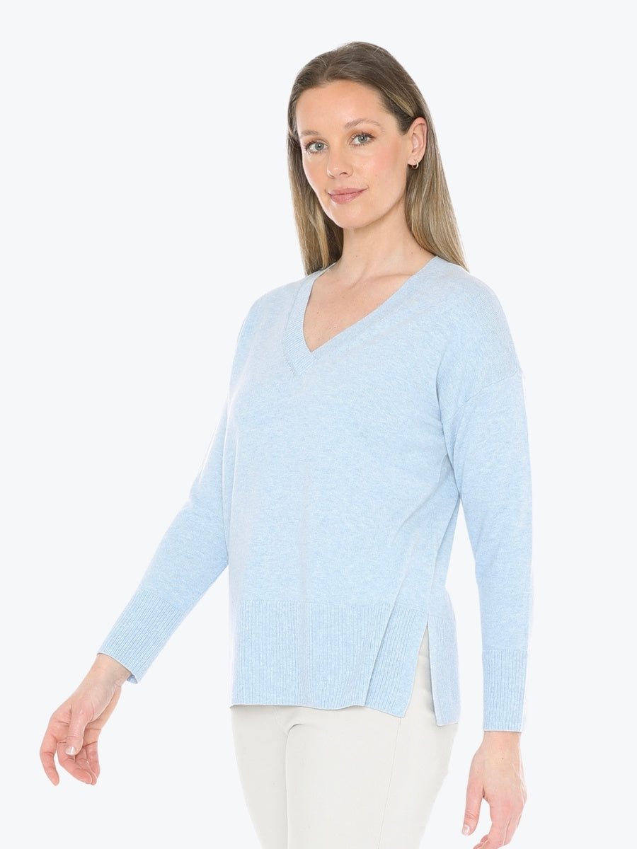 Jump V Neck Rib Detail Pullover