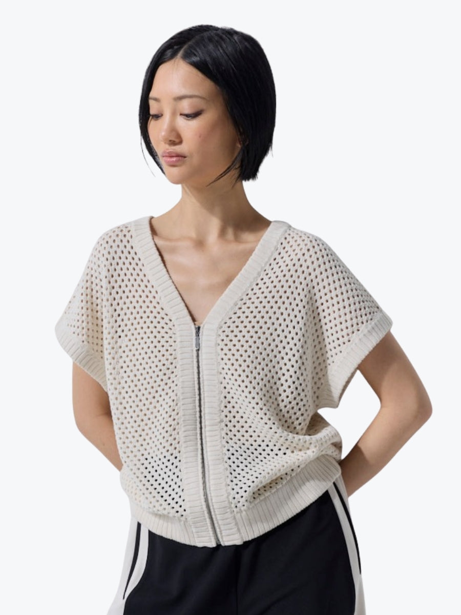 Marco Polo Two Way Zip Thru Knit | Oyster 1