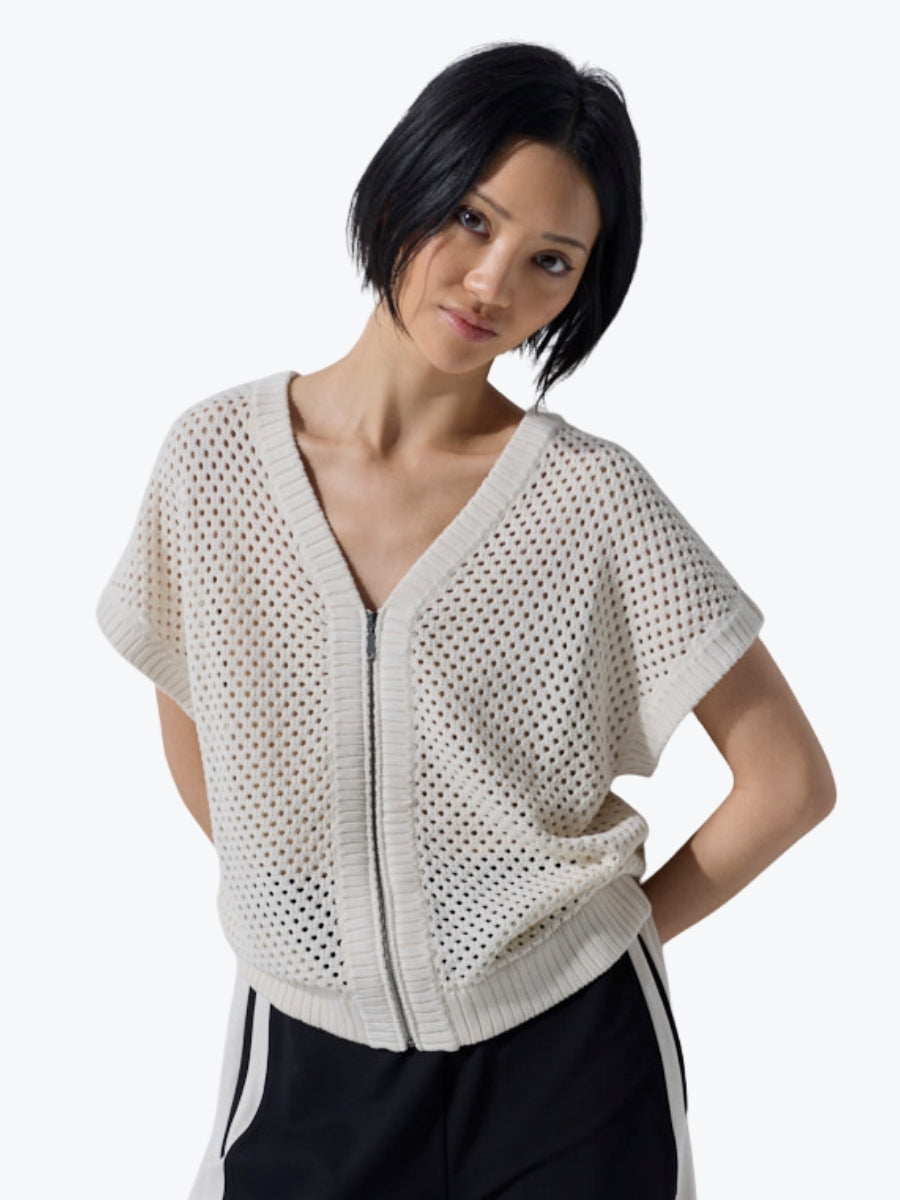 Marco Polo Two Way Zip Thru Knit | Oyster 1