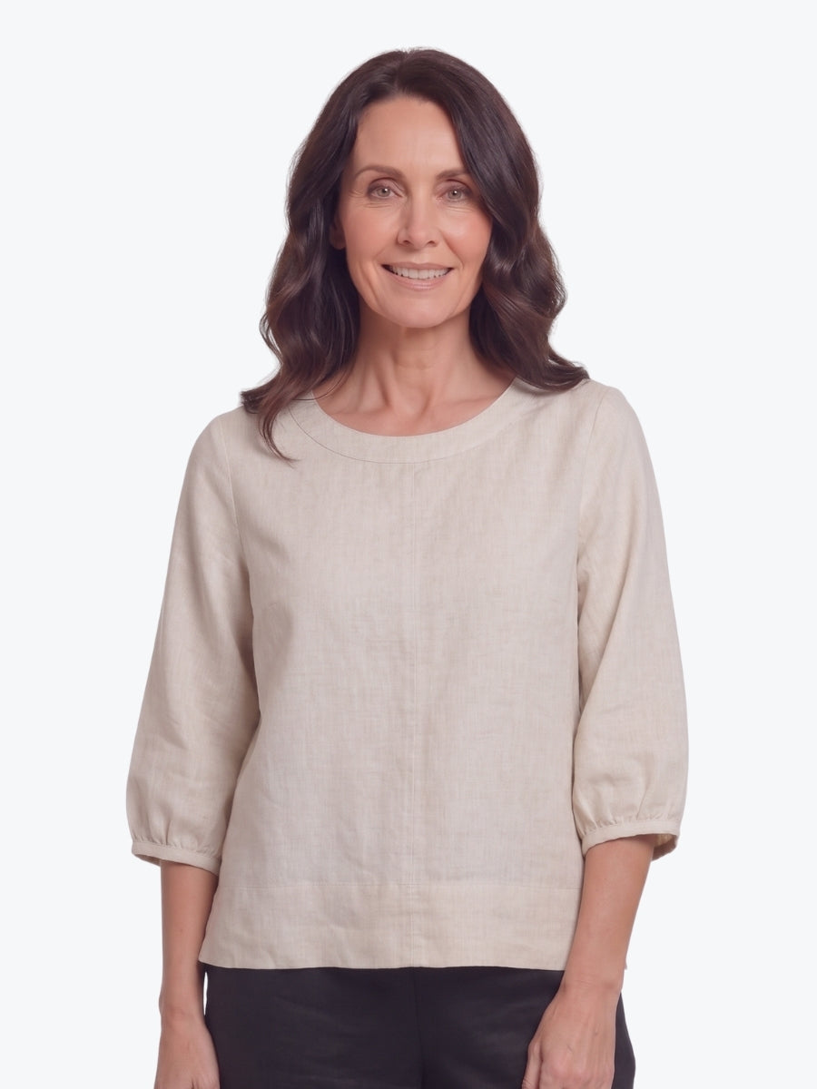 Maglia Lux Annie 3/4 Sleeve Linen Top | Natural