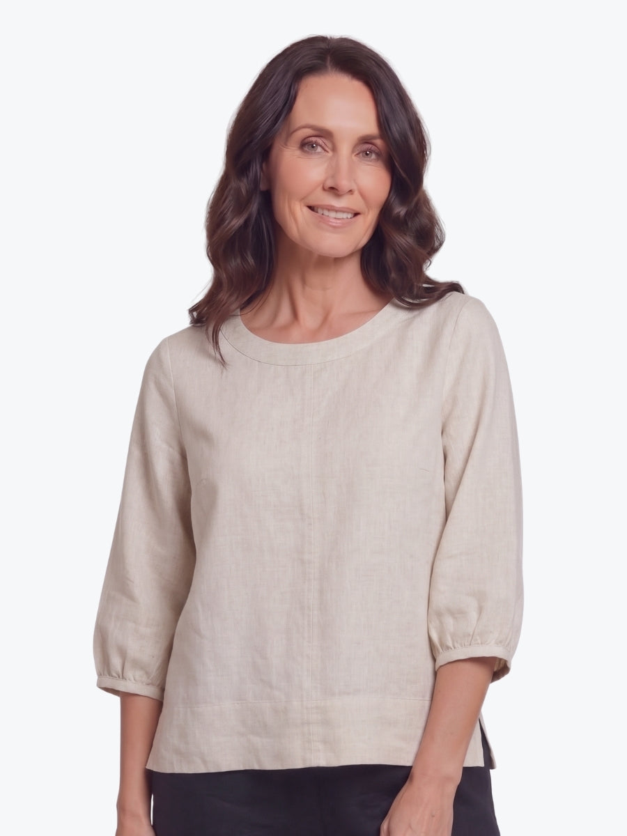 Maglia Lux Annie 3/4 Sleeve Linen Top | Natural