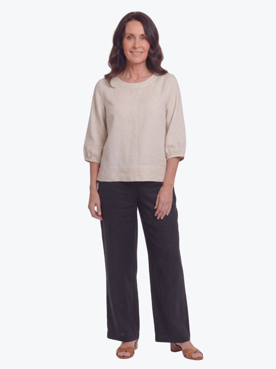 Maglia Lux Annie 3/4 Sleeve Linen Top | Natural