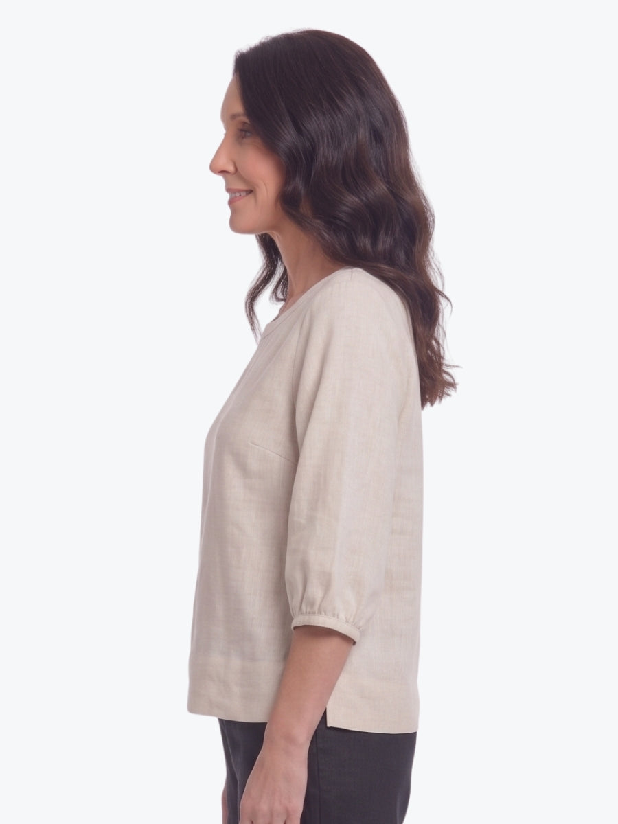 Maglia Lux Annie 3/4 Sleeve Linen Top | Natural