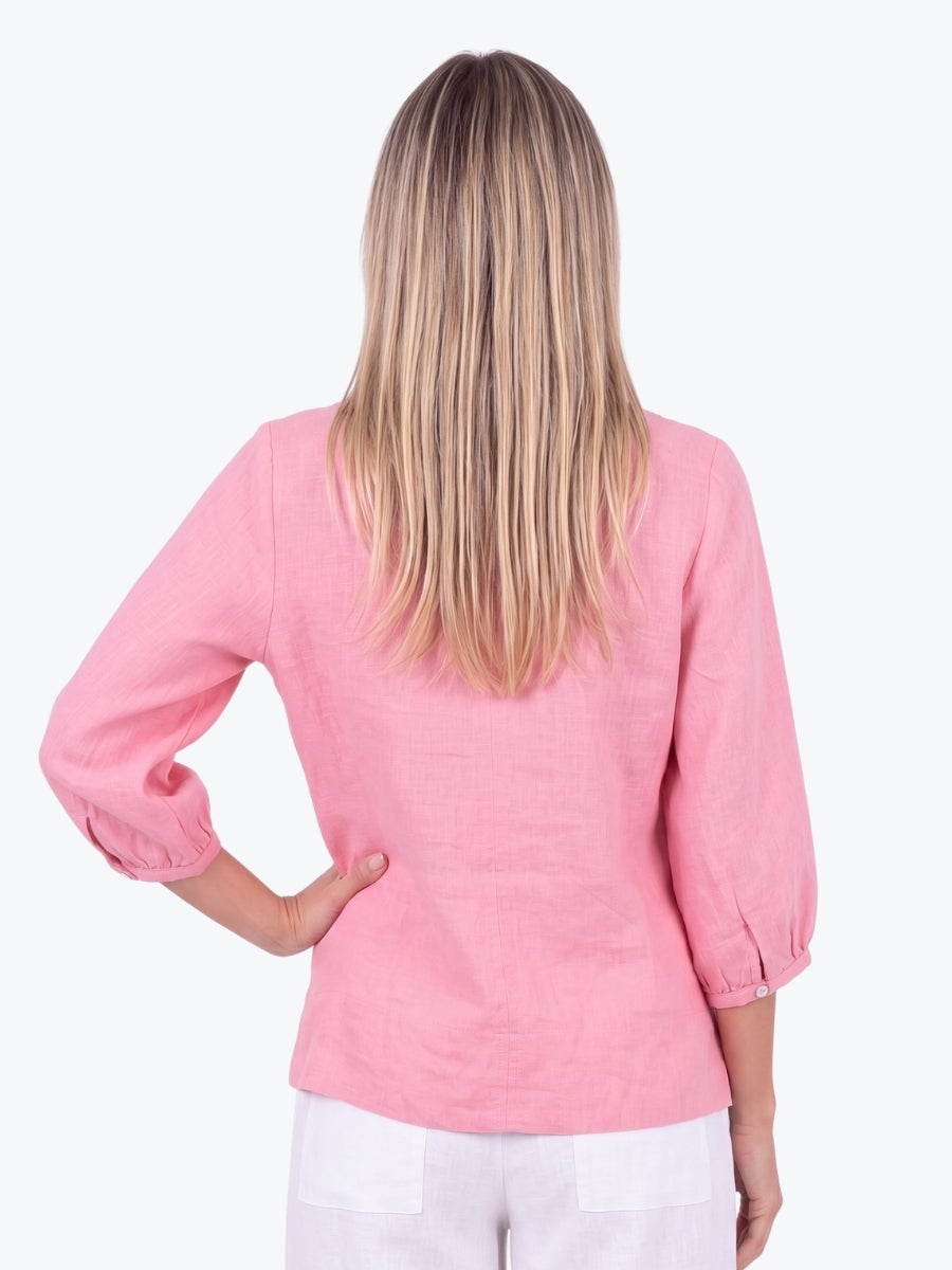 Maglia Lux Annie 3/4 Sleeve Linen Top | Pink