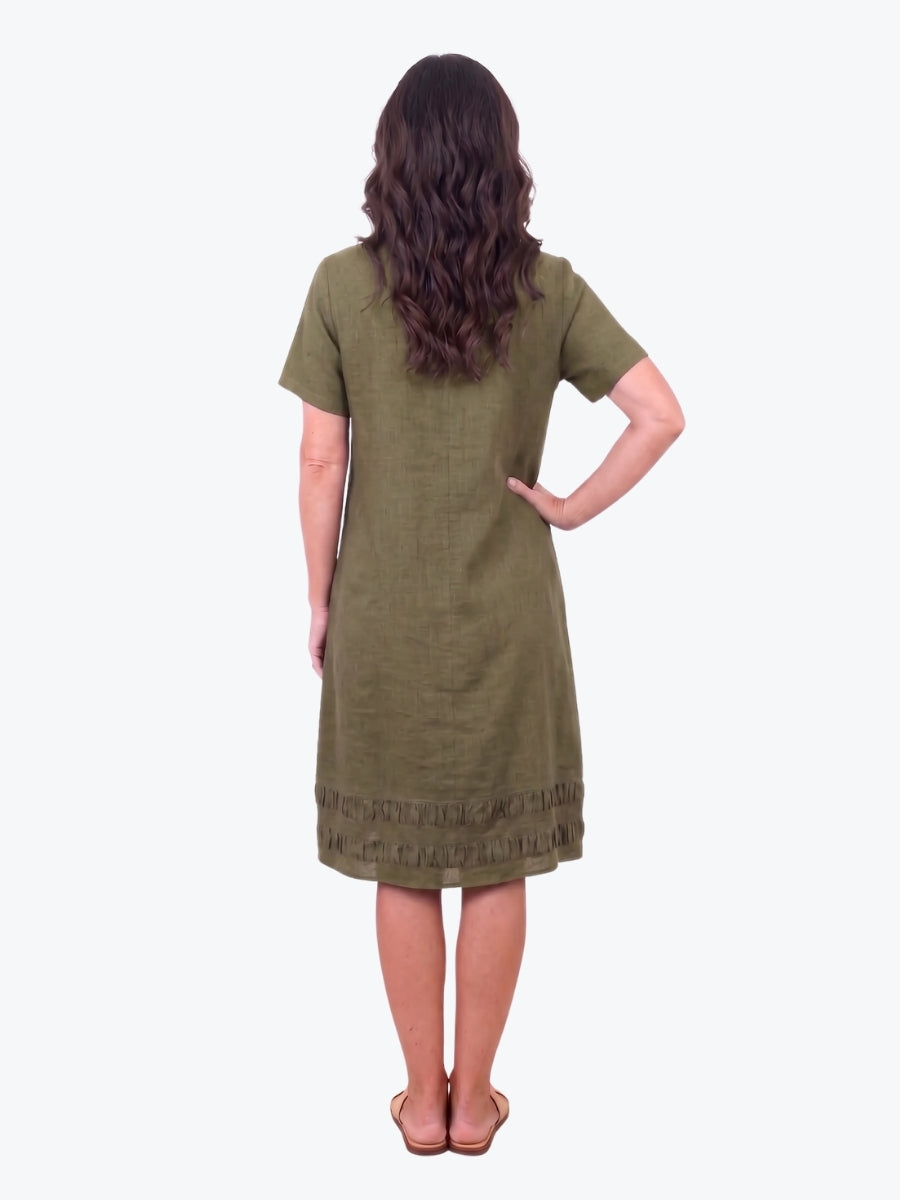 Maglia Lux Encore Trim Linen Dress | Olive
