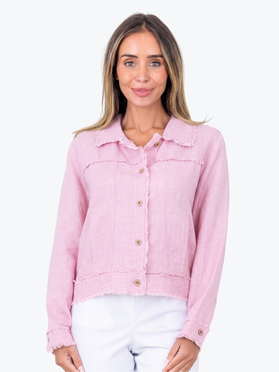 Maglie Lux Abbie Trim Linen Jacket | Pink