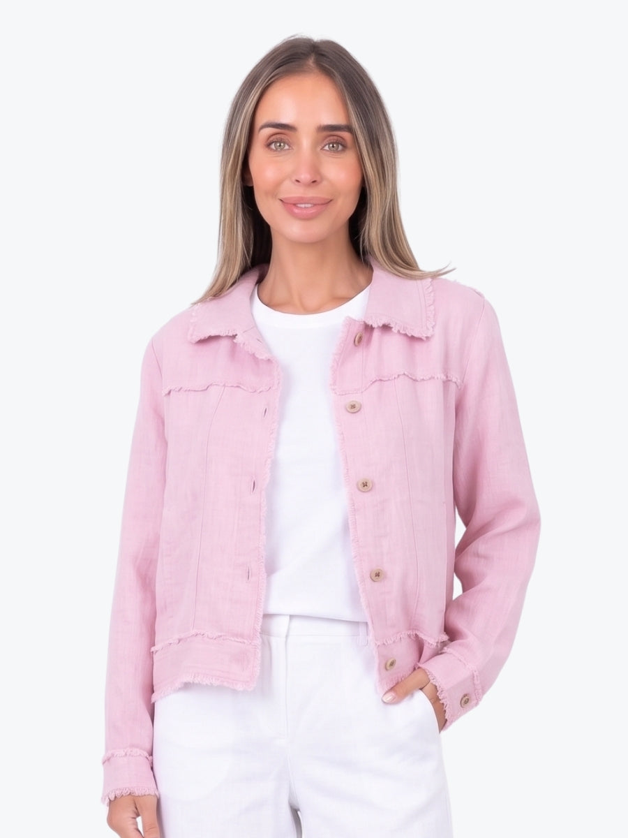 Maglie Lux Abbie Trim Linen Jacket | Pink