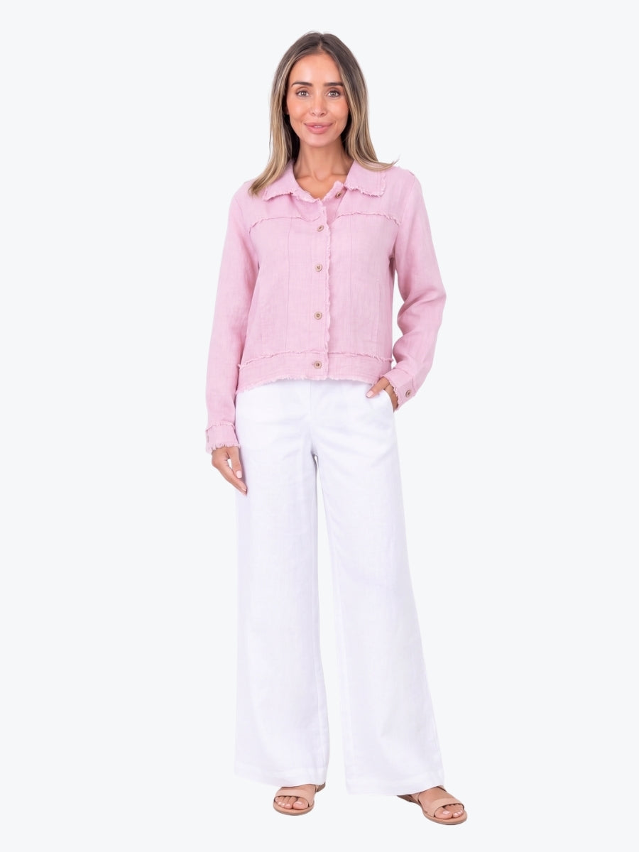 Maglie Lux Abbie Trim Linen Jacket | Pink