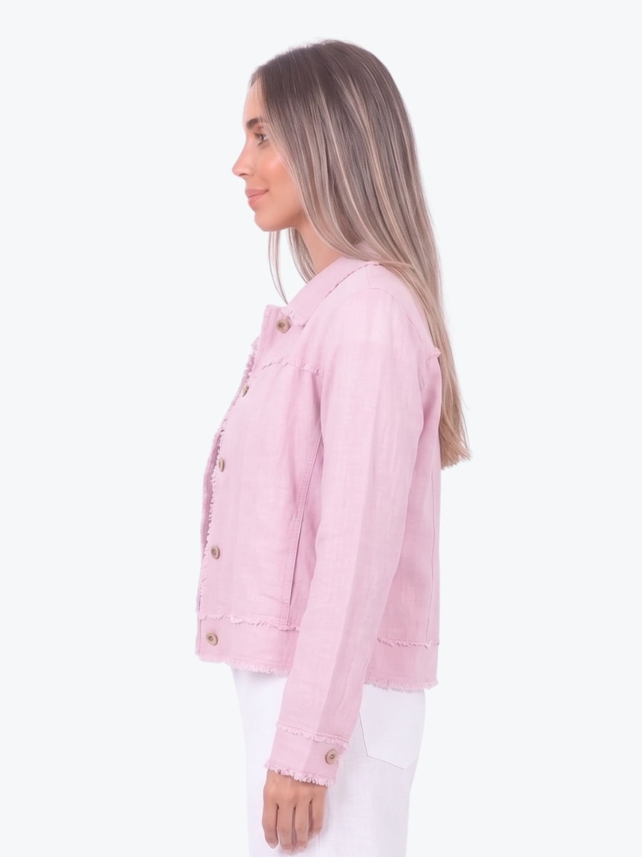 Maglie Lux Abbie Trim Linen Jacket | Pink
