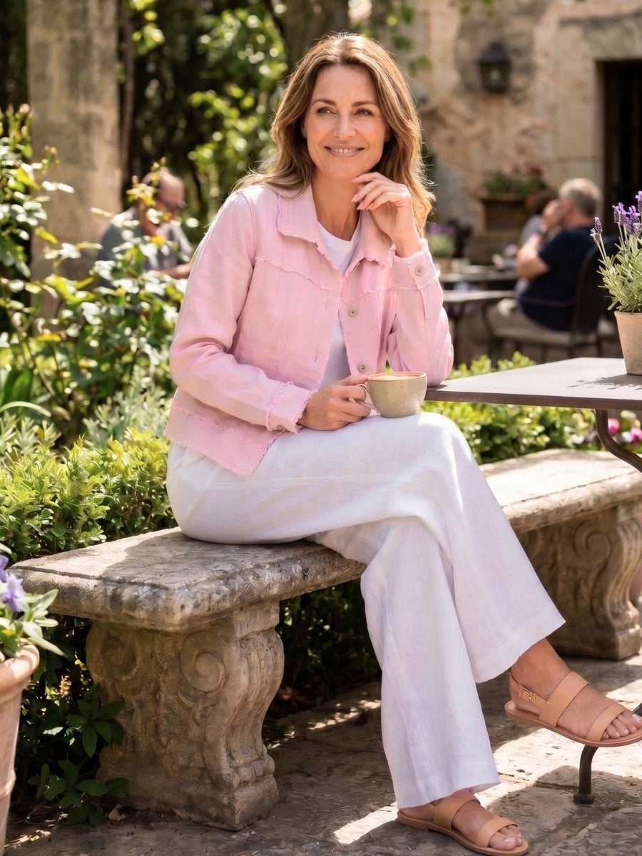 Maglie Lux Abbie Trim Linen Jacket | Pink
