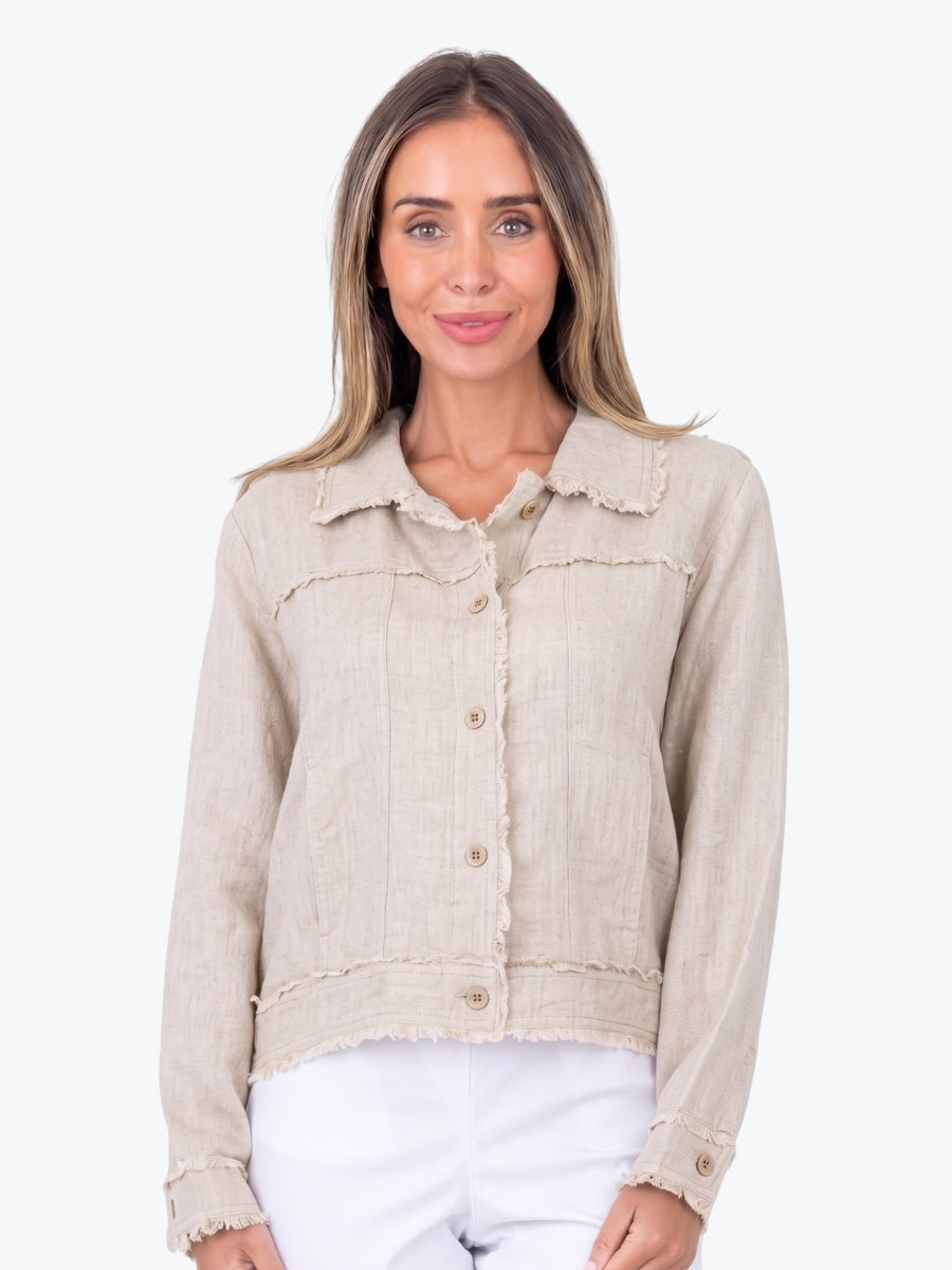 Maglia Lux Abbie Trim Linen Jacket | Natural