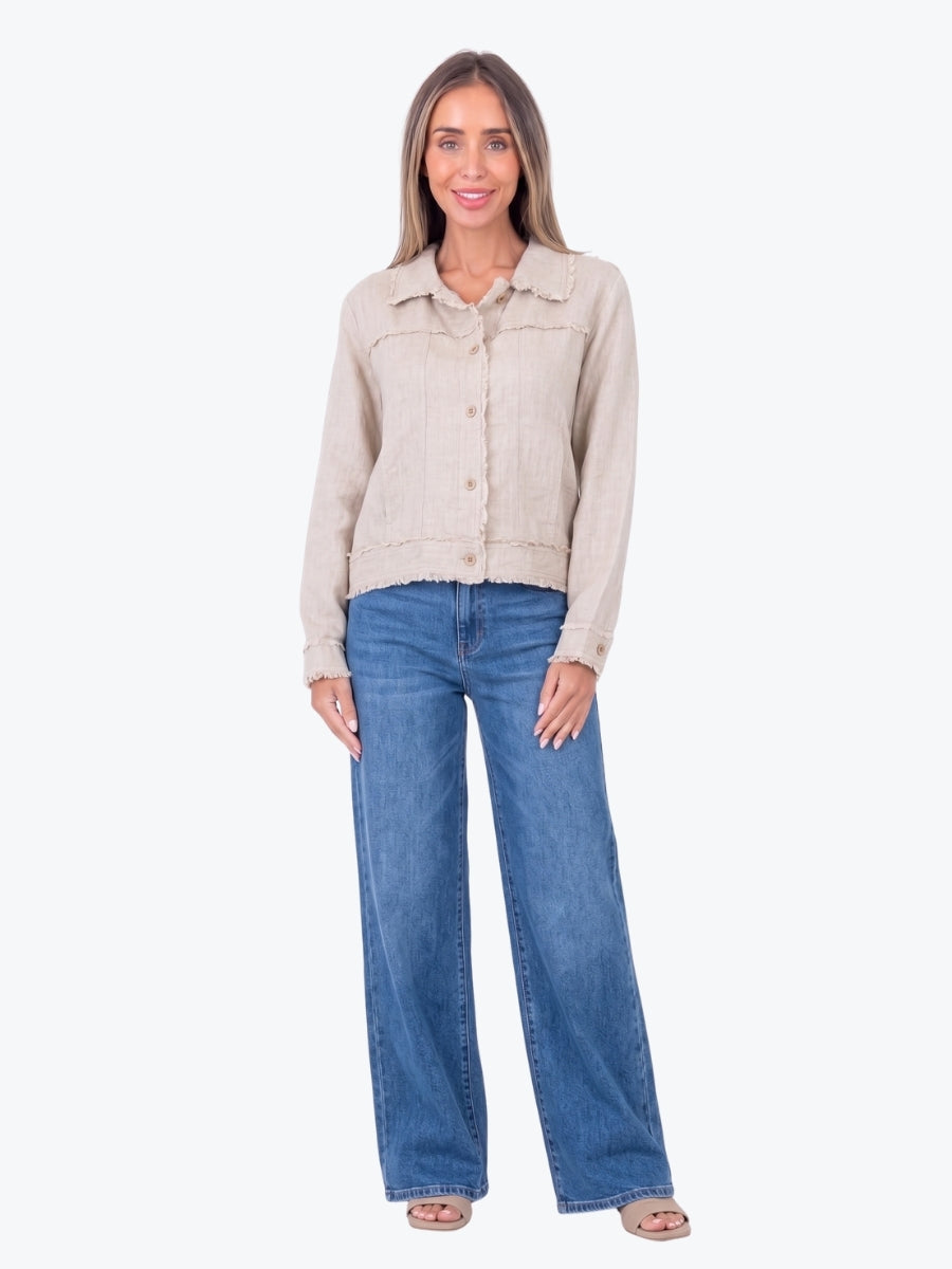 Maglia Lux Abbie Trim Linen Jacket | Natural