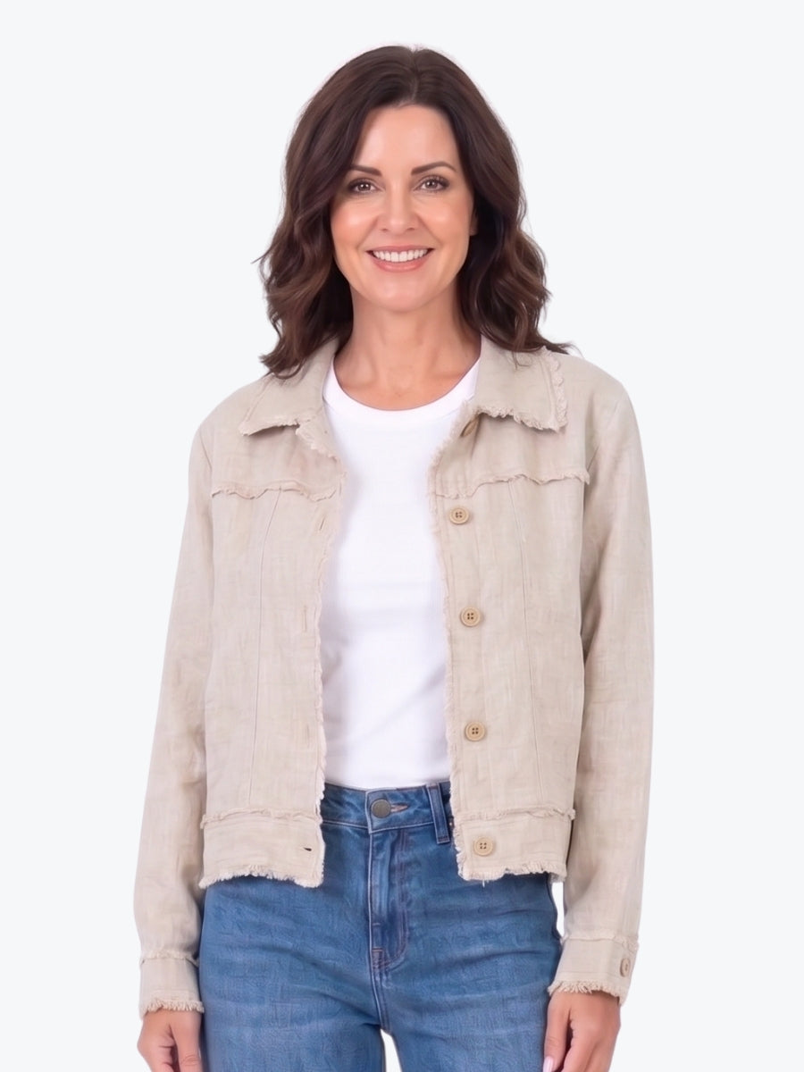Maglia Lux Abbie Trim Linen Jacket | Natural