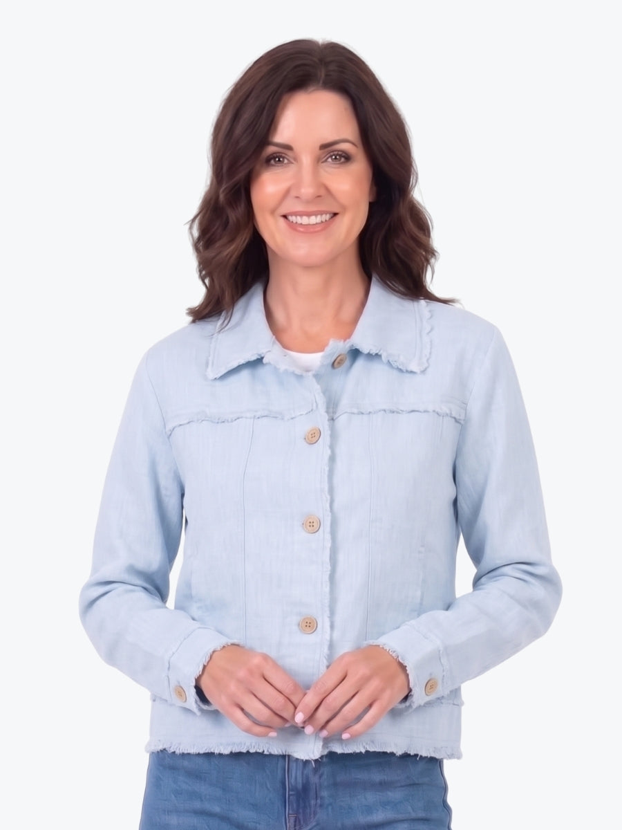 Maglia Lux Abbie Trim Linen Jacket | Powder